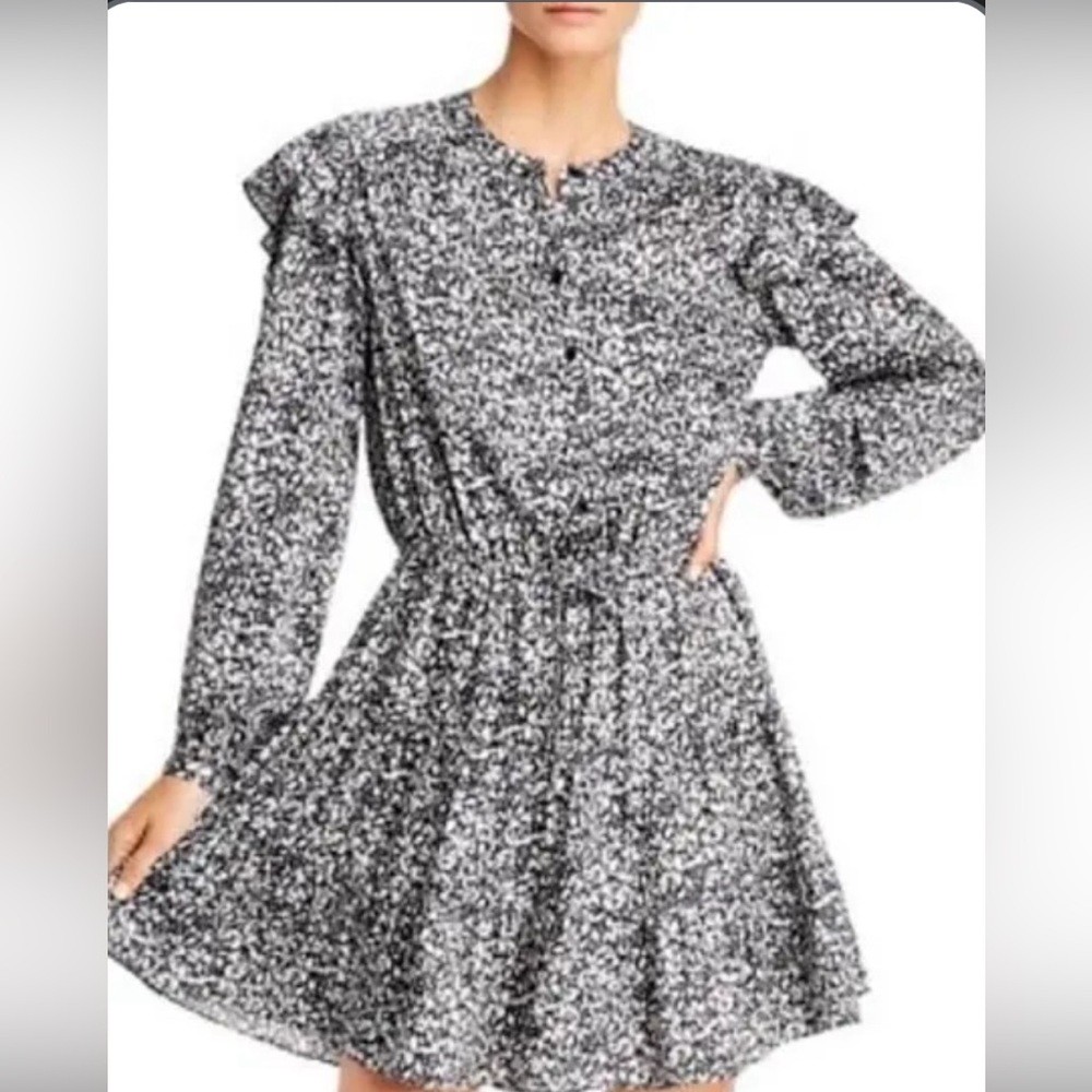 Rebecca Minkoff Black and White Floral Long Sleeve Dress
